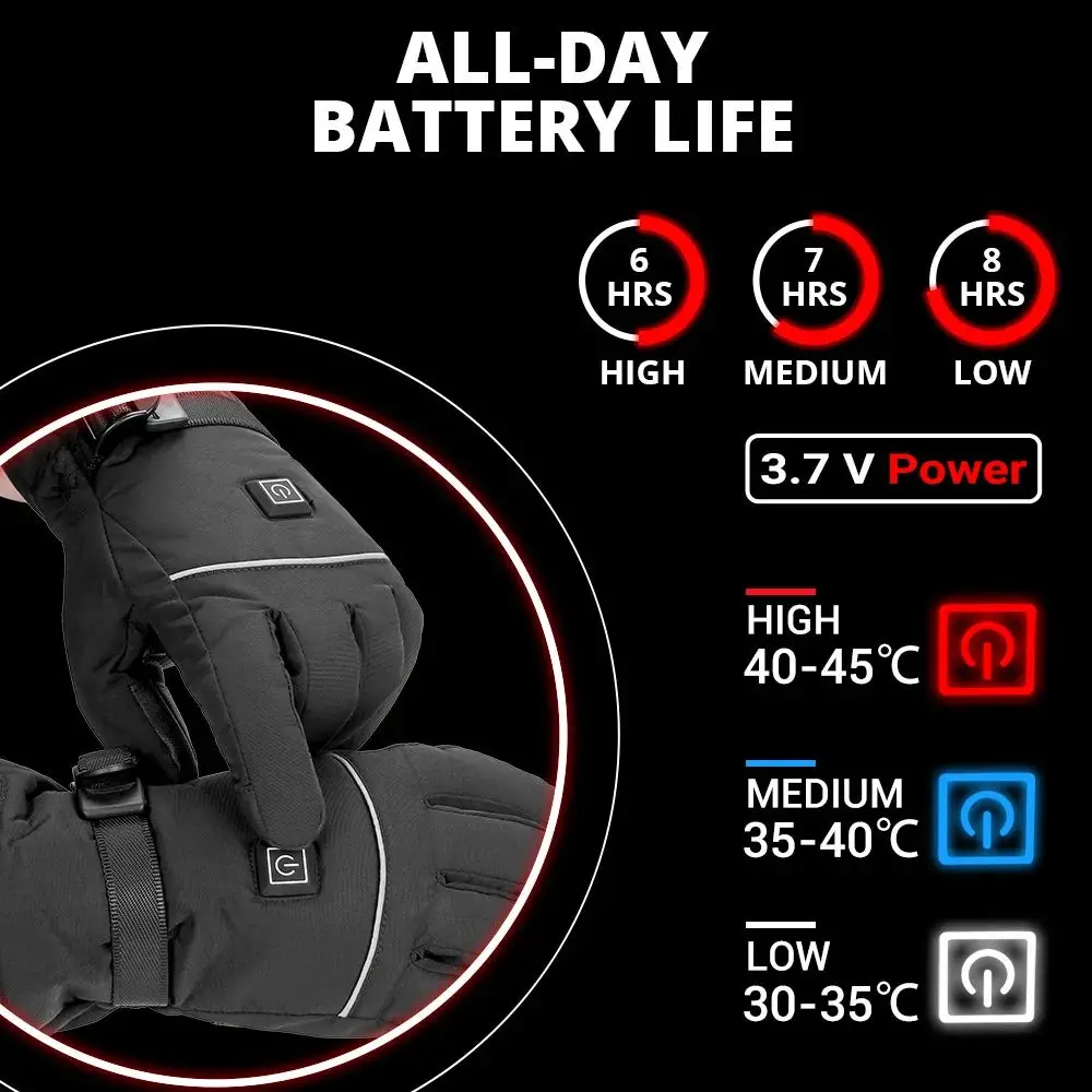 Winter Heated Gloves Snowmobile Skiing Warm Motorcycle Heated Gloves Waterproof Riding Heated Motorcyclist Gloves Touch Screen 1