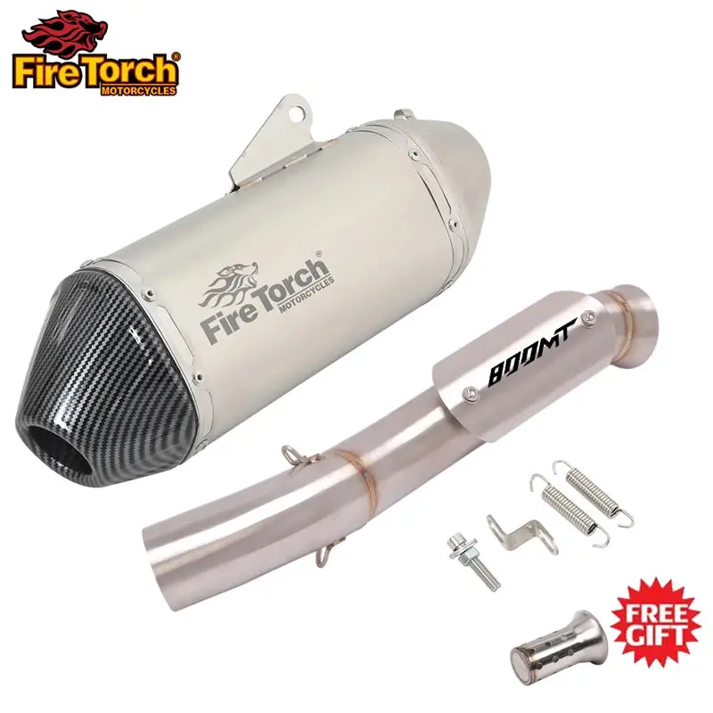 Motorcycle Exhaust Muffler Mid Link Pipe Full System Espace Moto Modify Slip On For Cfmoto 800Mt Cf 800-5A 2021 2022 8