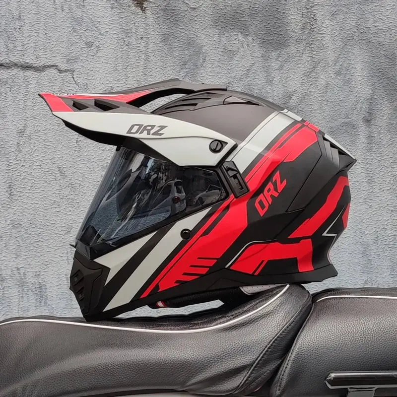 Orz Off-Road Atv Motorcycle Helmet Certified With Brown Lens, Full Face Casco Off-Road Motorcycle Anti Glare 20