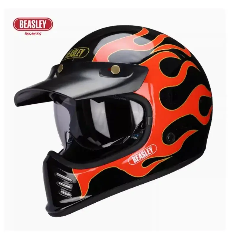 Beasley Dot Ece Approved Vintage Full Face Helmet Motorcycle De Moto Capacete Jet Helmet Motorbike All Seasons 4