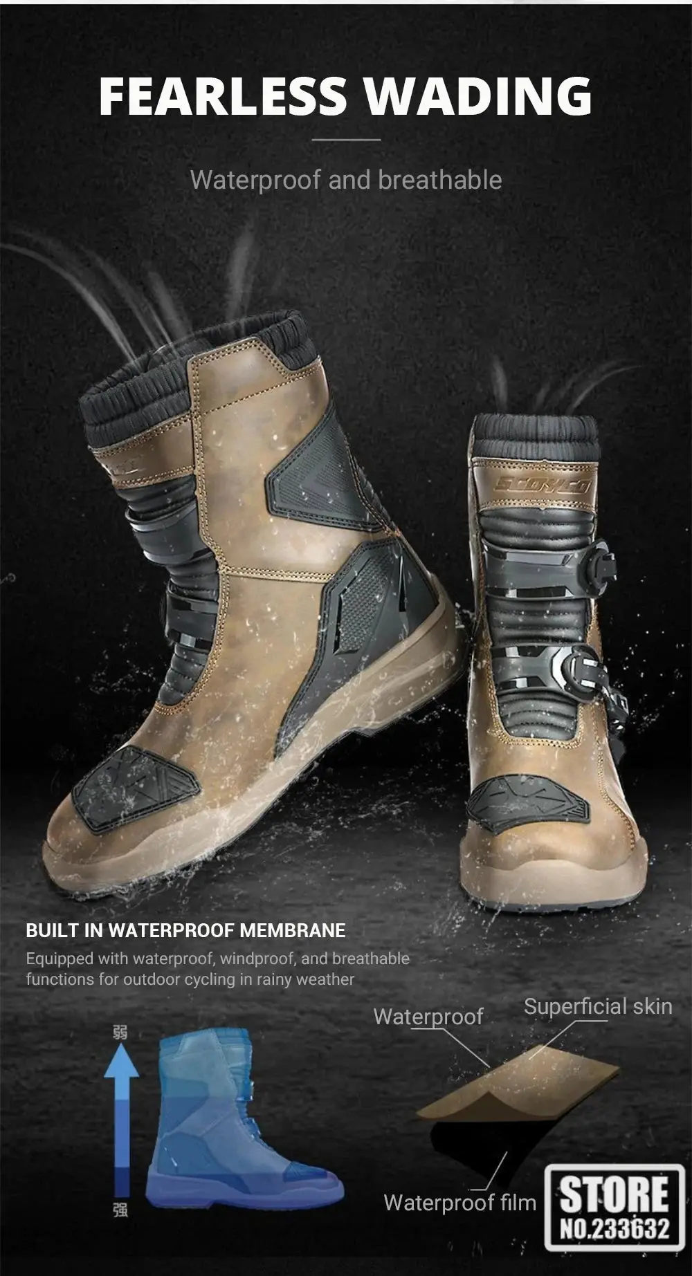 Waterproof Motorbike Boots Anti-Slip Motorcycle Boots Wear-Resistant Biker Protection Equipment Anti-Fall Motocross Boot 13