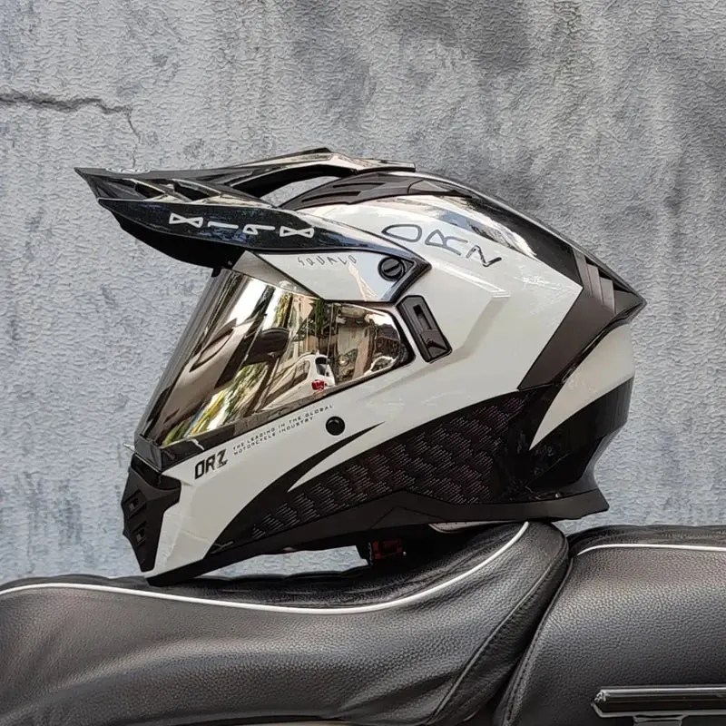 Orz Off-Road Atv Motorcycle Helmet Certified With Brown Lens, Full Face Casco Off-Road Motorcycle Anti Glare 12