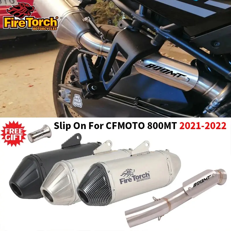 Motorcycle Exhaust Muffler Mid Link Pipe Full System Espace Moto Modify Slip On For Cfmoto 800Mt Cf 800-5A 2021 2022 1