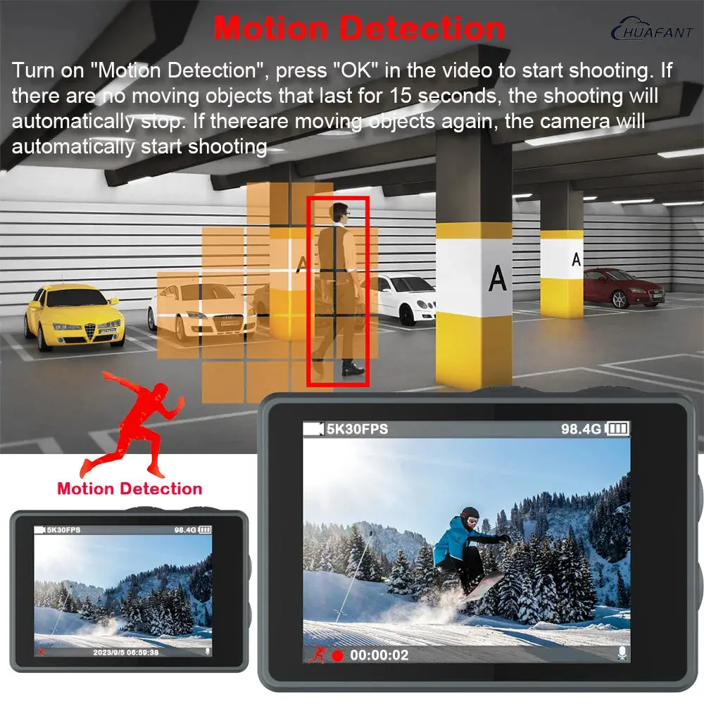 5K 4K60fps Action Camera Dual Ips Touch Lcd Eis 170° Dvr 30M Waterproof 5X Zoom Sport Camera With Wireless Mic & Pre Recording 5