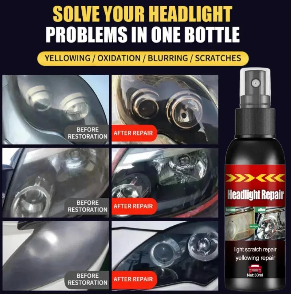 Car Headlight Restoration Fluid - Fast Remove Yellowing & Scratches, Restore Clarity & Shine, Enhance Night Driving Safety 3