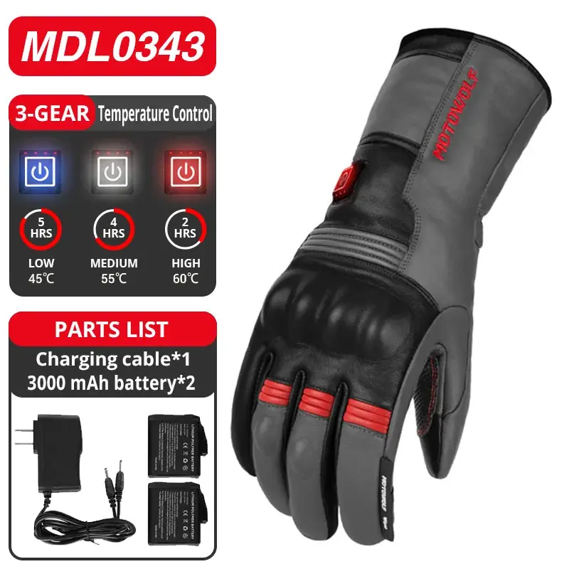 Winter Heated Gloves Motorcycle Warm Waterproof Non-Slip Heated Gloves Skiing Sheepskin Touch Screen Heated Rechargeable Gloves 8