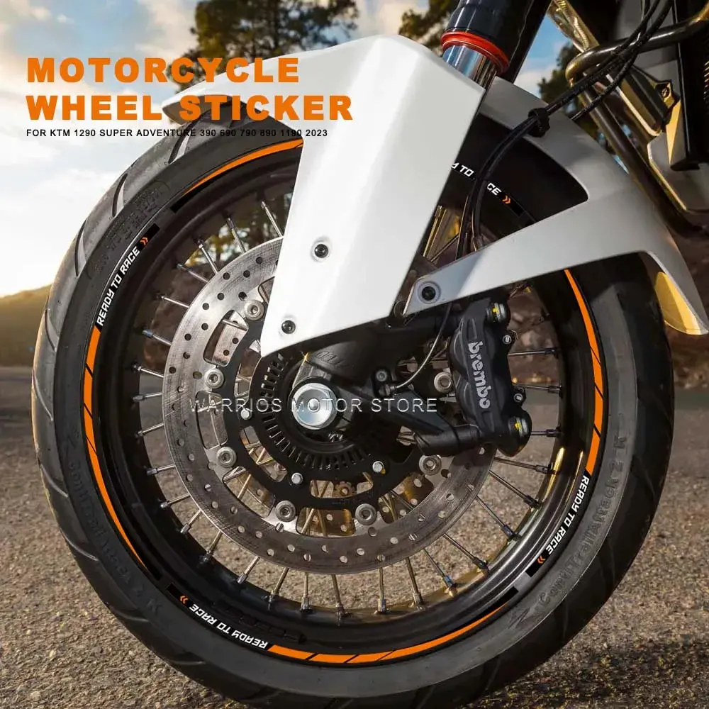 Motorcycle Wheel Sticker Waterproof Hub Decal Rim Stripe Tape For Ktm 1290 Super Adventure 390 690 790 890 1190 2023 1