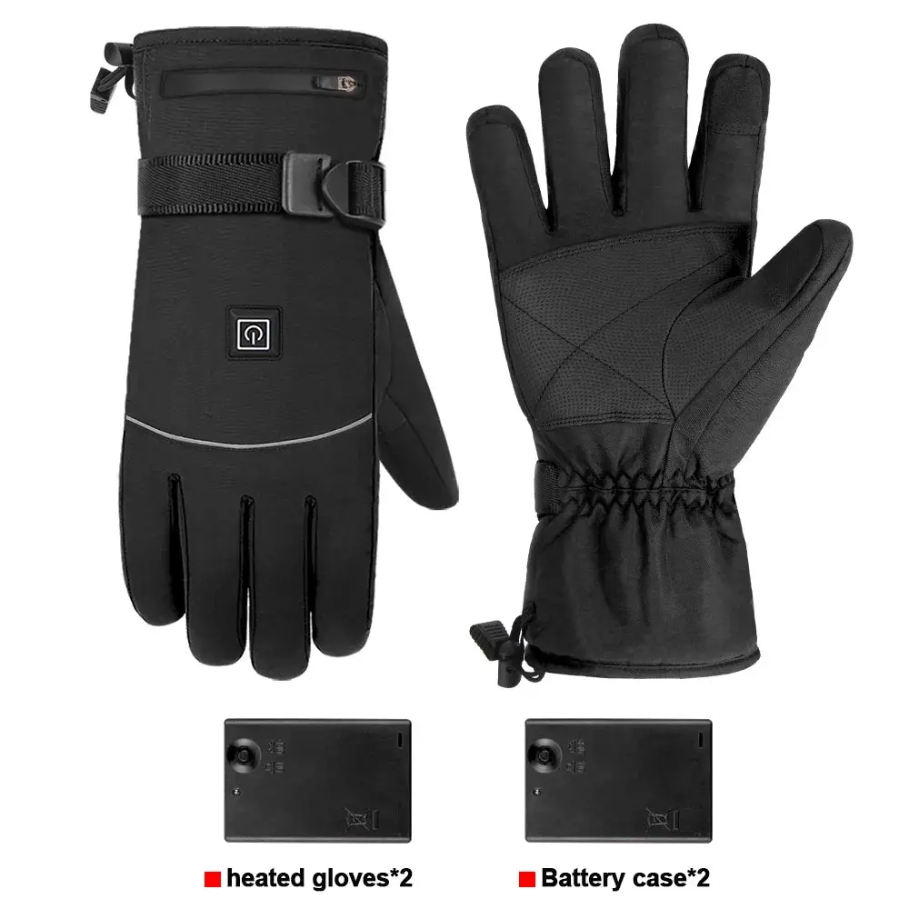 Winter Heated Gloves Motorcycle Warm Waterproof Non-Slip Heated Gloves Skiing Sheepskin Touch Screen Heated Rechargeable Gloves 19