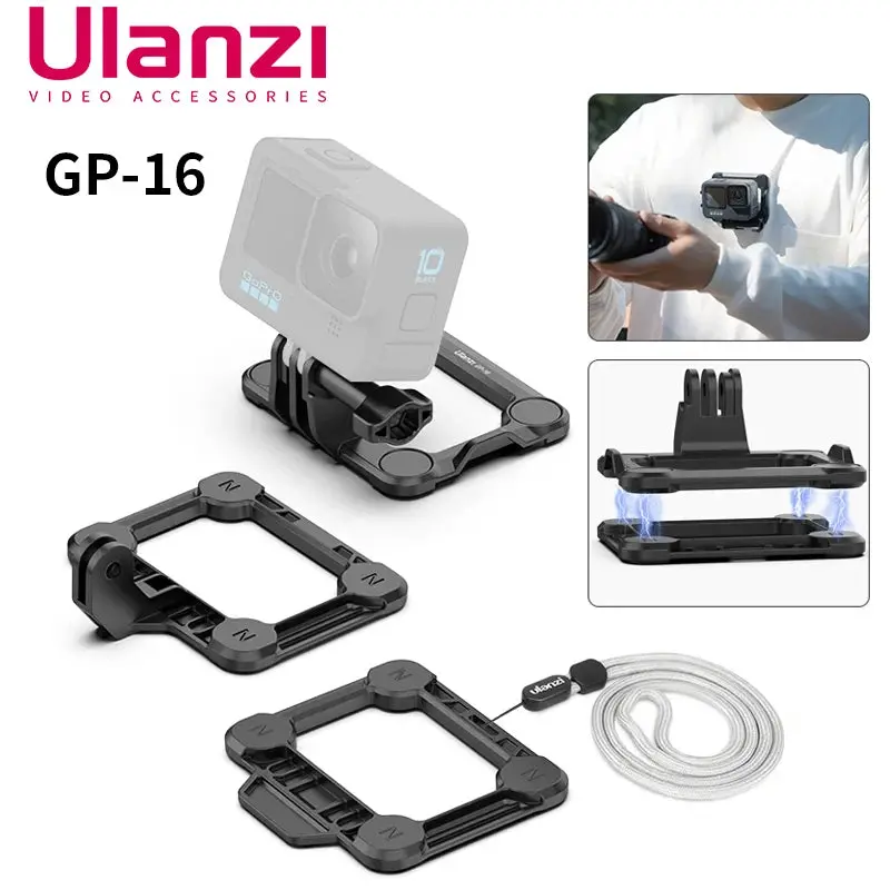 Ulanzi Gp-16 Quick Release Adapter Magnetic Base Mout Gopro Accessories For Gopro Hero 12/11/10/9/8/7/6/5/4 Max Dji Osmo Action 1