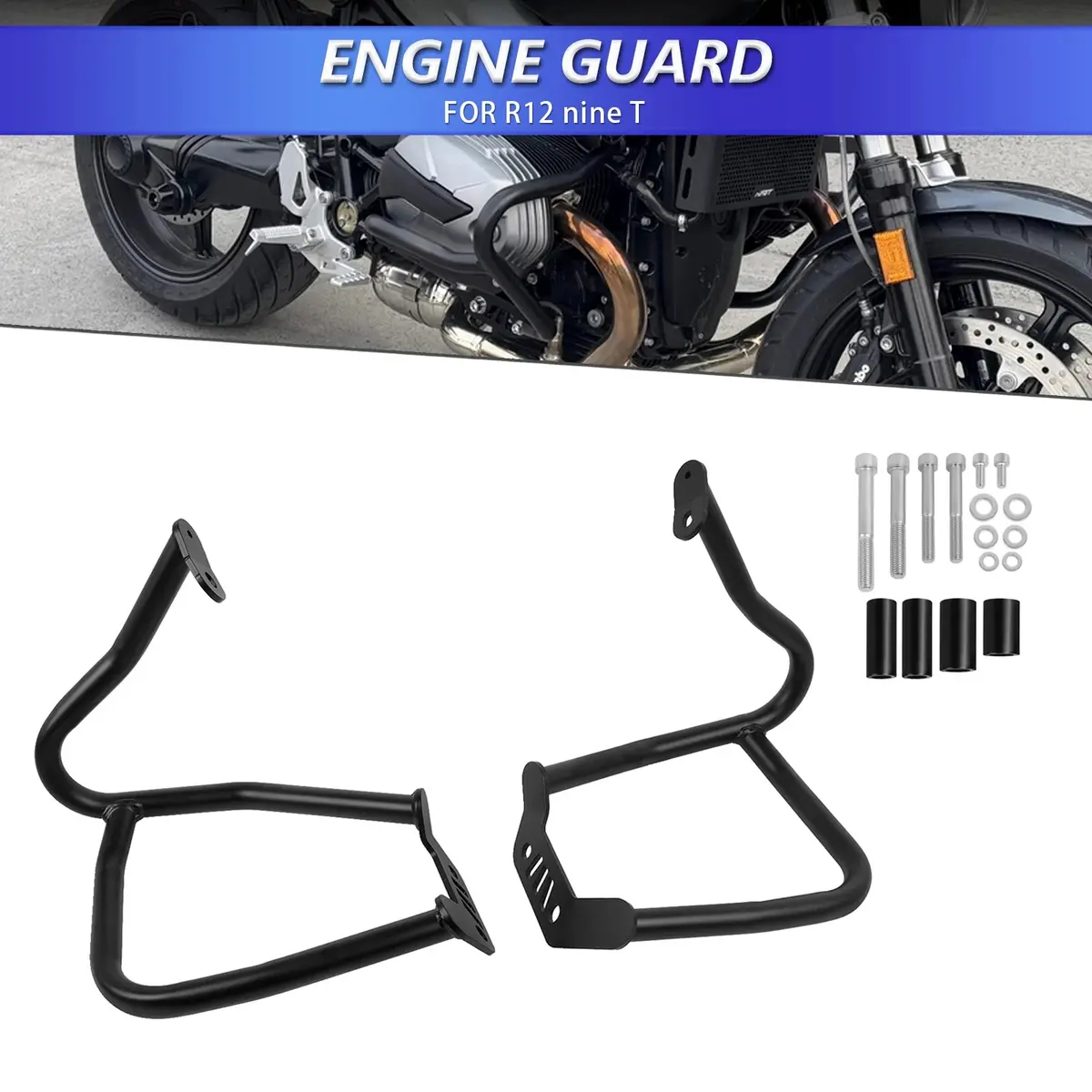 For Bmw R12 Ninet Rninet R12 2024-2025-Up Motorcycle Crash Bar Engine Guard Bumper Frame Protector Side Saddlebag Stunt Cage 1
