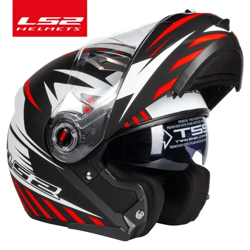 Capacete Original Ls2 Ff370 Flip Up Motorcycle Helmet Ls2 Dual Lens Modular Helmets With Sun Visor Casco Moto 4