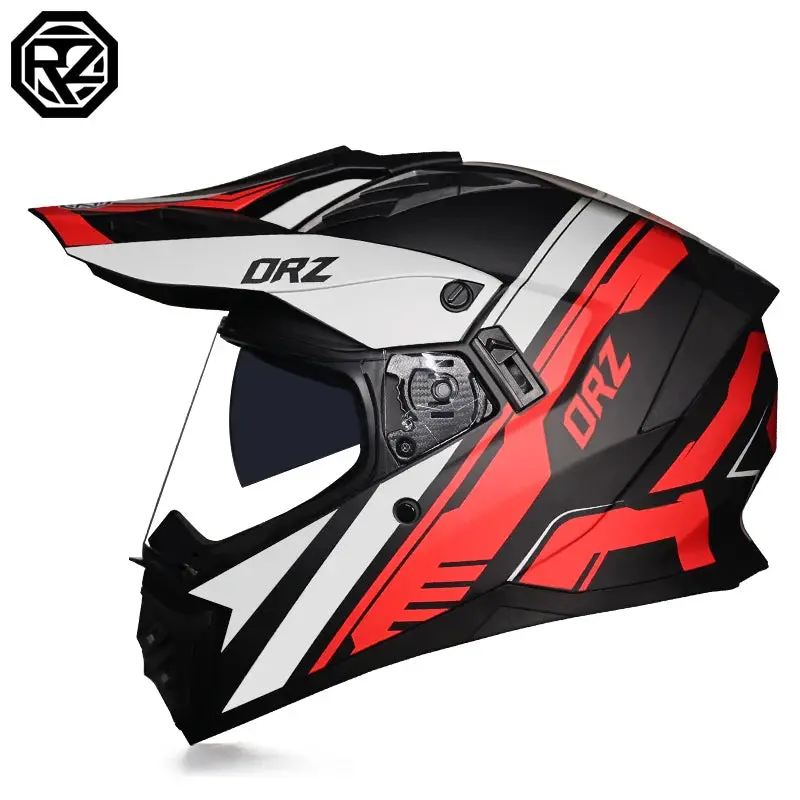 Orz DOT-certified full-face helmet designed for off-road ATVs and motorcycles, featuring an anti-glare brown lens for enhanced visibility and protection. - Image 16