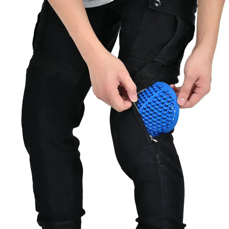 Men's Motorcycle Riding Jeans Windproof Casual Motorcycle Pants Anti-Drop Workwear Pants With Adjustable Protective Gear 2