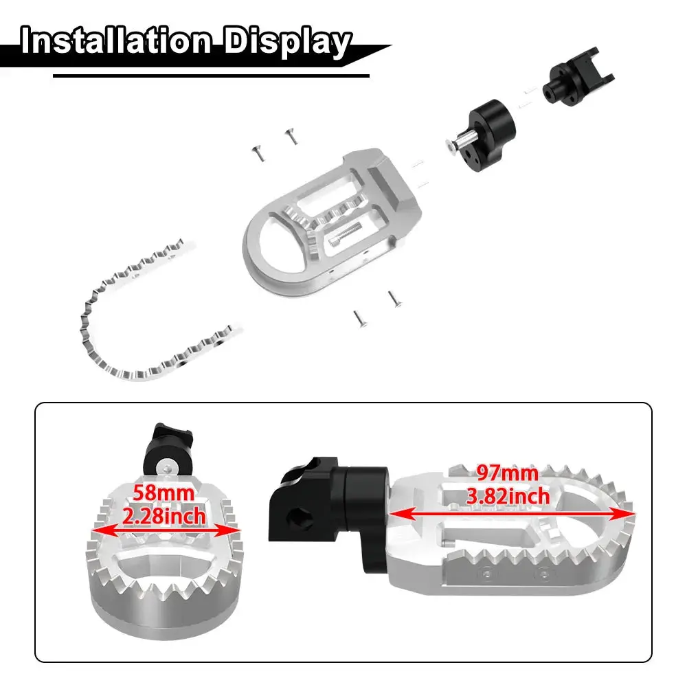 For Honda Xl750 Transalp Kawasaki Klx250s Klx250r Klx300/650 Rotatable Footrest Footpegs Pedals Motorcycle Front Wide Foot Pegs 4