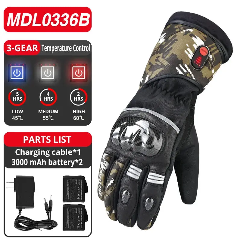 Winter Heated Gloves Motorcycle Warm Waterproof Non-Slip Heated Gloves Skiing Sheepskin Touch Screen Heated Rechargeable Gloves 17