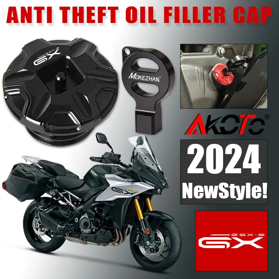Motorcycles Cnc Anti Theft Oil Filler Cap Engine Oil Plug Cover For Suzuki Gsx-S1000gx Gsxs 1000 Gx 1000Gx Gsxs1000gx 2024+ 1