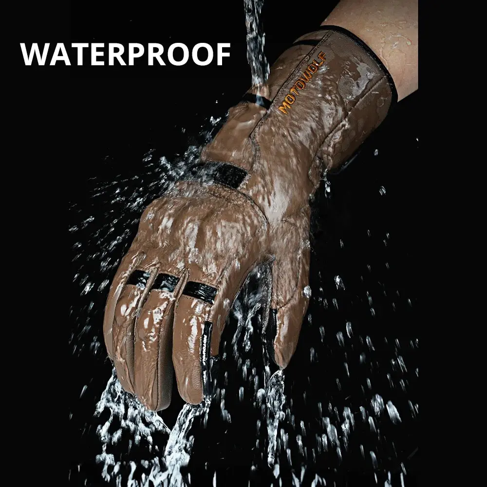Winter Heated Gloves Motorcycle Warm Waterproof Non-Slip Heated Gloves Skiing Sheepskin Touch Screen Heated Rechargeable Gloves 3