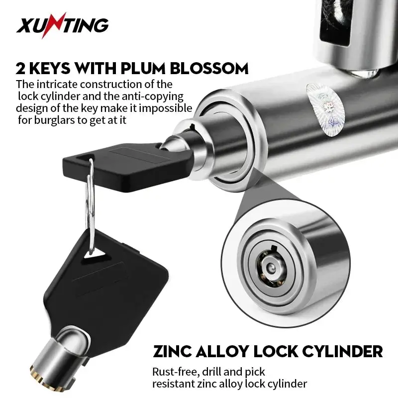 Xunting Bicycle Lock Heavy Duty Bike Chain Lock Anti-Theft Security 6Mm Thick Chain For Motorcycle Door Scooter With 2 Keys 3