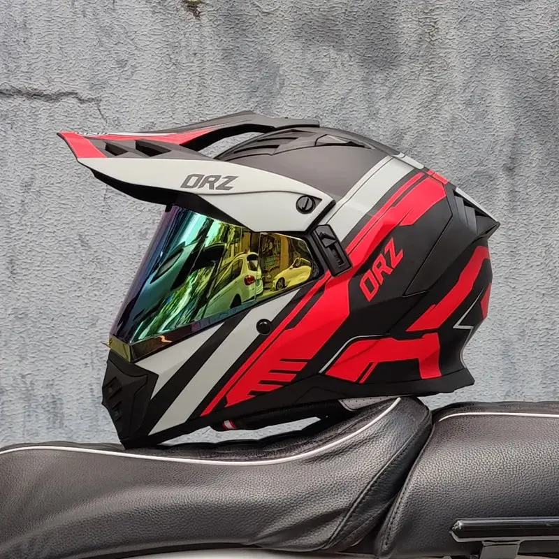 Orz Off-Road Atv Motorcycle Helmet Certified With Brown Lens, Full Face Casco Off-Road Motorcycle Anti Glare 14