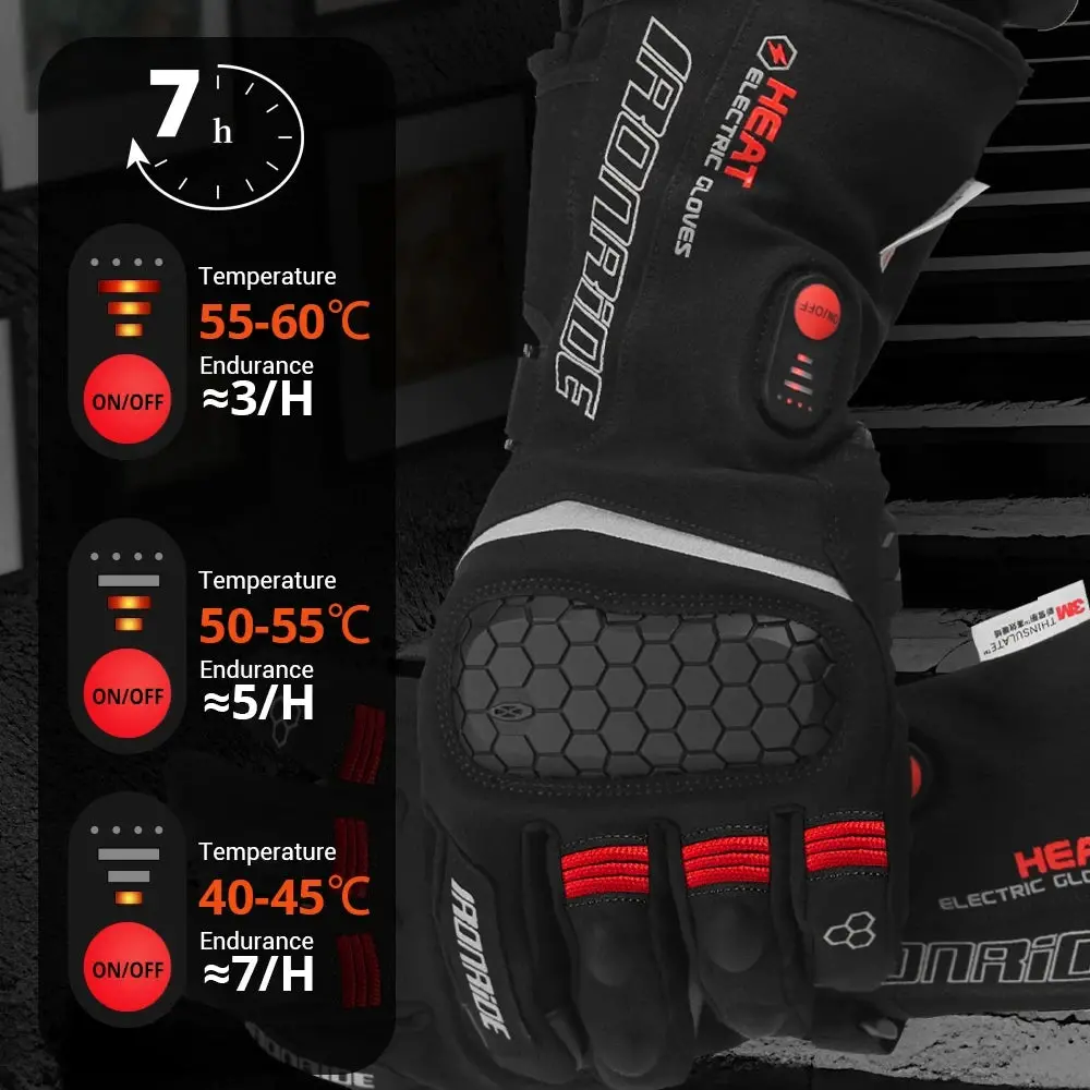 Motorcycle Heated Gloves Winter Heated Moto Gloves Warm Waterproof Rechargeable For Snowmobile Heating Thermal Gloves 5