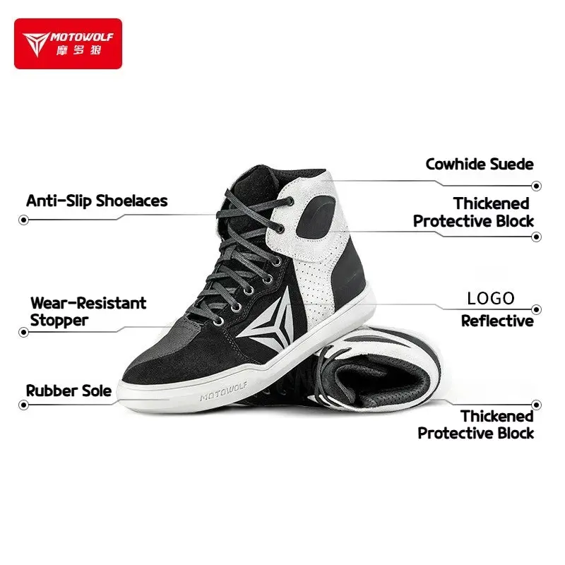 Motowolf Motorcycle Boots Summer Breathable Leather Ventilated Riding Shoes Retro Anti-Slip Off-Road Biker Shoes For Men Women 5