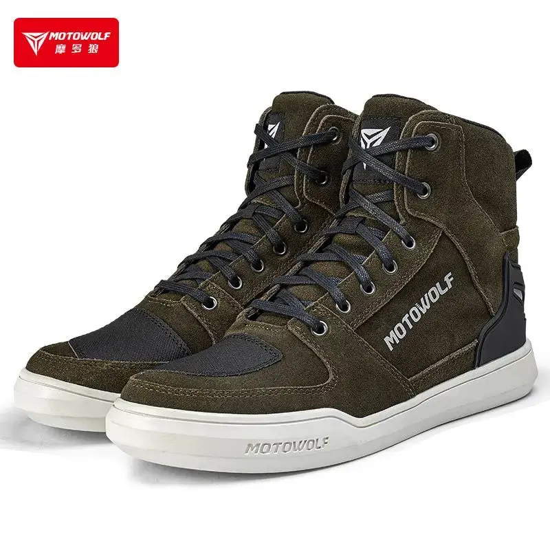 Motowolf Motorcycle Boots Summer Breathable Leather Ventilated Riding Shoes Retro Anti-Slip Off-Road Biker Shoes For Men Women 1