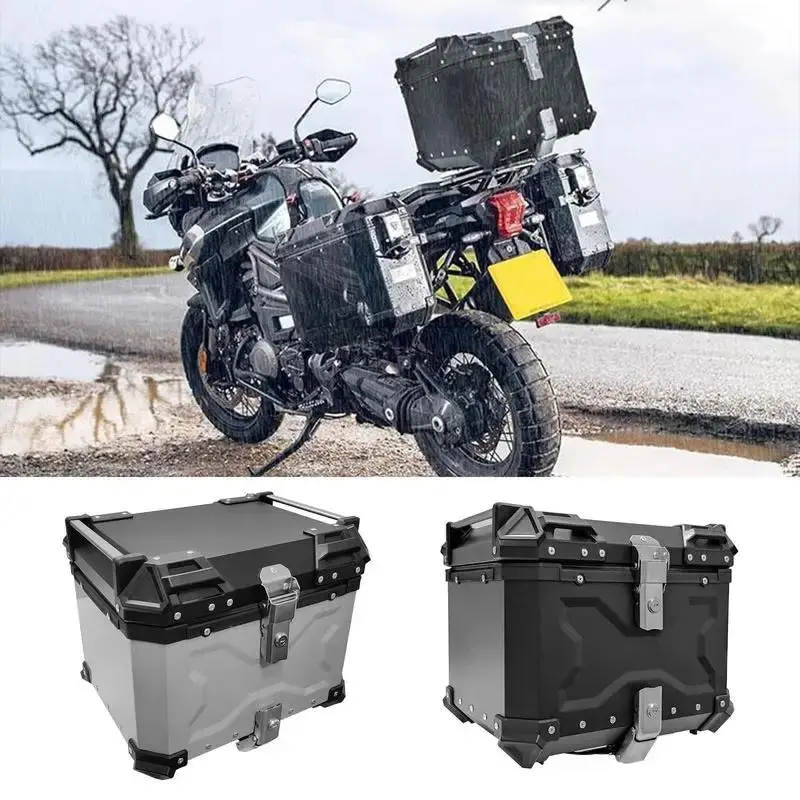 45L Portable Aluminum Motorcycle Trunk Box Waterproof Universal Motorcycle Tail Box Multifunctional Motorcycle Rear Storage Box 1
