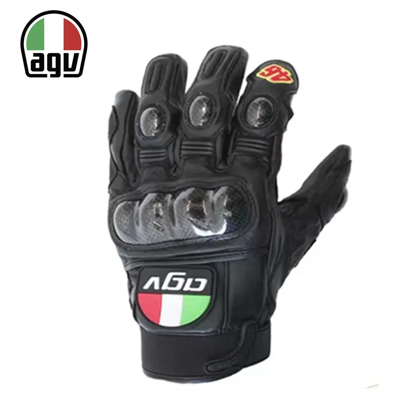 Agv Carbon Fiber Motorcycle Riding Gloves Heavy Locomotive Racing Leather Fall Resistant Gloves Comfortable Cycling Equipment 5