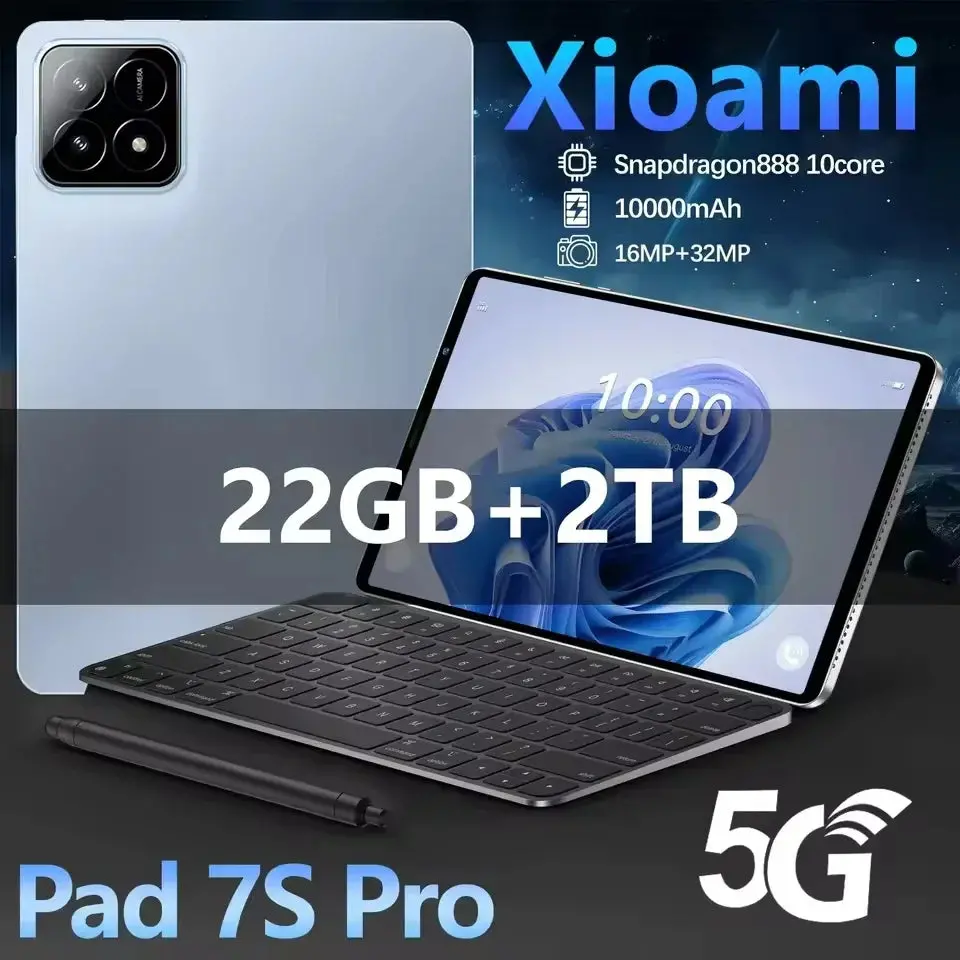 2025 Global Version New Xioami 11 Inch Pad 7S Pro Tablet Android 14 Snapdragon 8Gen2 Hd 4K 22Gb+2Tb 10000Mah 5G Dual Sim Wifi Gp 1