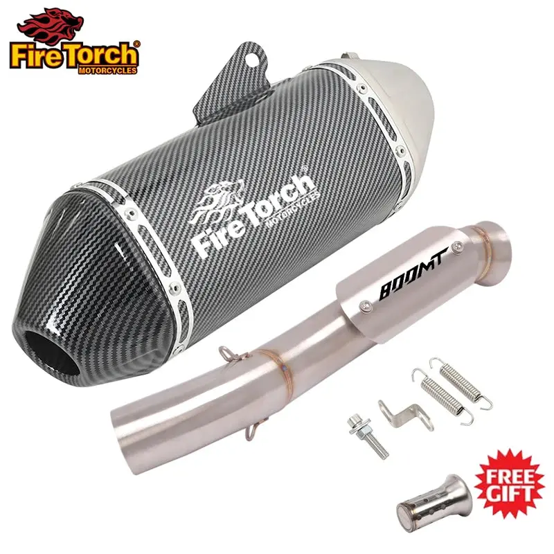 Motorcycle Exhaust Muffler Mid Link Pipe Full System Espace Moto Modify Slip On For Cfmoto 800Mt Cf 800-5A 2021 2022 7