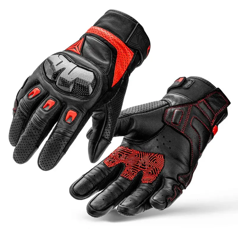 Premium Leather Motorcycle Gloves with Carbon Fiber Knuckle Protection – All-Season Riding Gloves for Street, Off-Road, and Commuting - Image 17