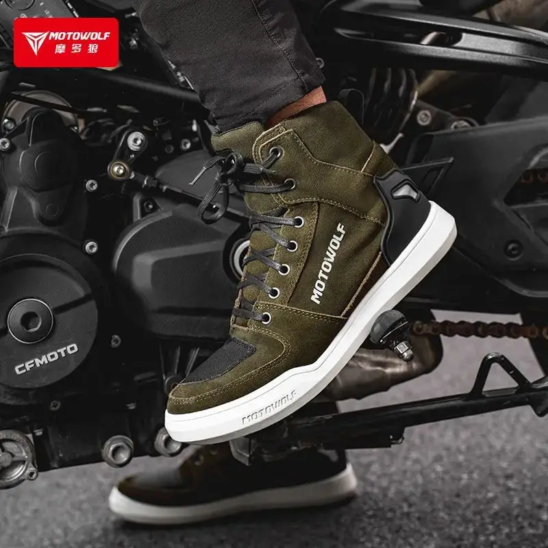 Motowolf Motorcycle Boots Summer Breathable Leather Ventilated Riding Shoes Retro Anti-Slip Off-Road Biker Shoes For Men Women 2
