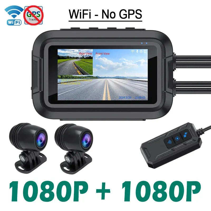 Wifi Motorcycle Dvr Dash Cam 1080P+1080P Full Body Waterproof Moto Camera Front Rear Driving Video Recorder Gps Logger Black Box 7