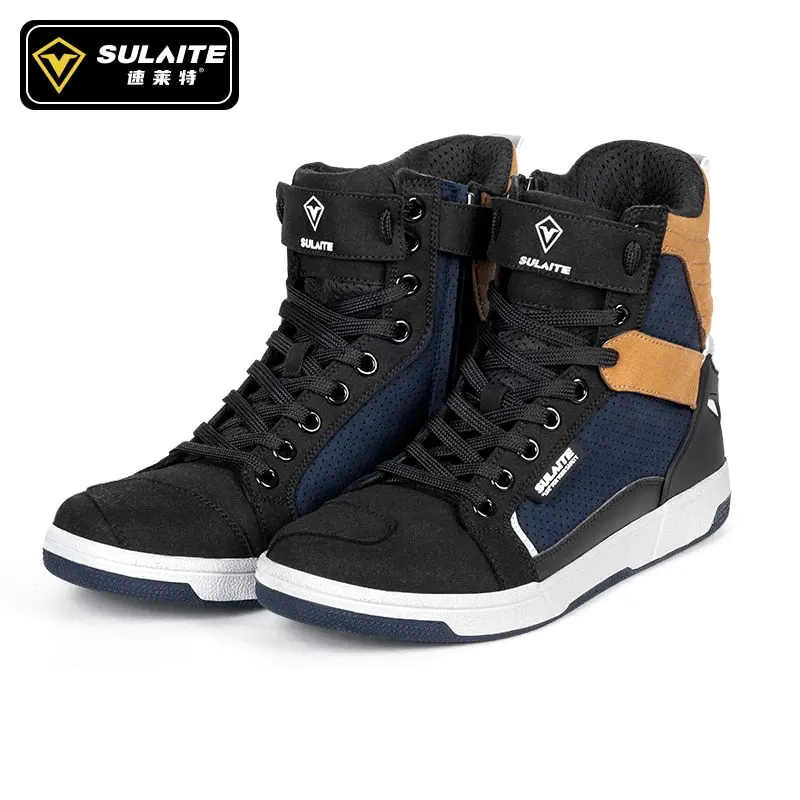 Men's Motorcycle Shoes Four Seasons Motorbike Gear Shift Breatheable Anti-Fall Rider Road Racing Casual Shoes Boots 1