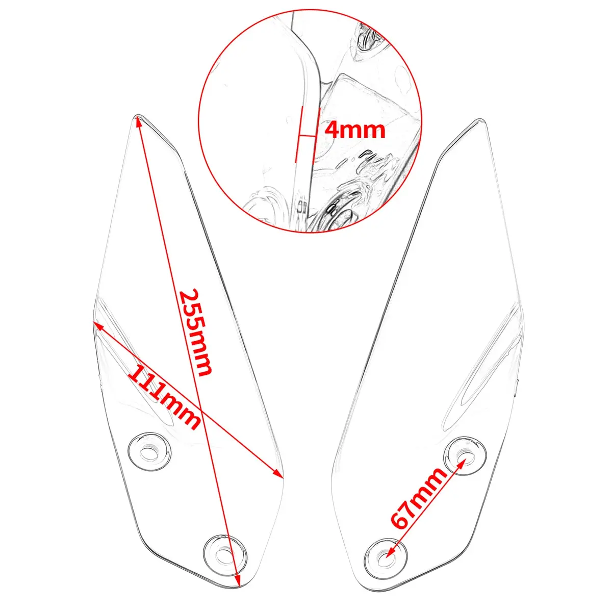 Wolfline Fuel Tank Side Deflector Windscreen Side Wind Deflector Panels For Bmw R1200 R1250 Gs Adv 2014-2024 Motorbike Parts 2