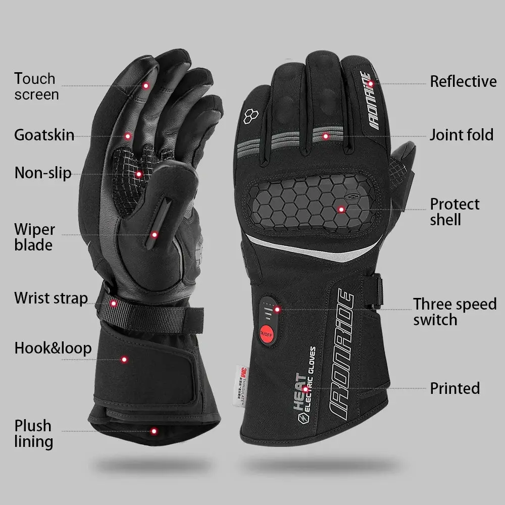 Motorcycle Heated Gloves Winter Heated Moto Gloves Warm Waterproof Rechargeable For Snowmobile Heating Thermal Gloves 6