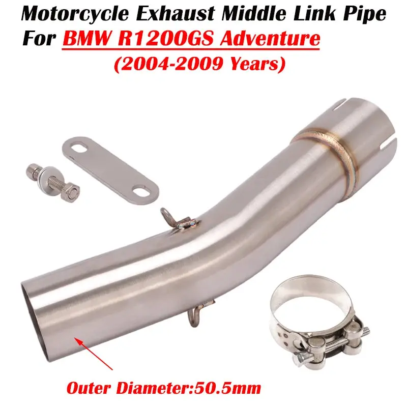 For Bmw R1200gs Adventure 2004 2005 2006 2007 2008 2009 Motorcycle Exhaust Escape System Modified Muffler 51Mm Middle Link Pipe 1