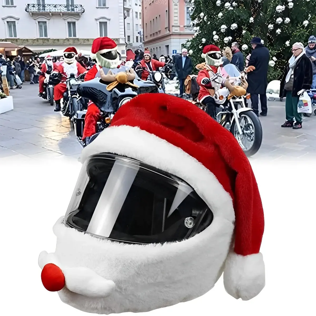 Santa Cycling Helmet Christmas Motorcycle Helmet Cover Full Face Safe Hat Santa Claus Racing Cap Merry Christmas Decoration Gift 1