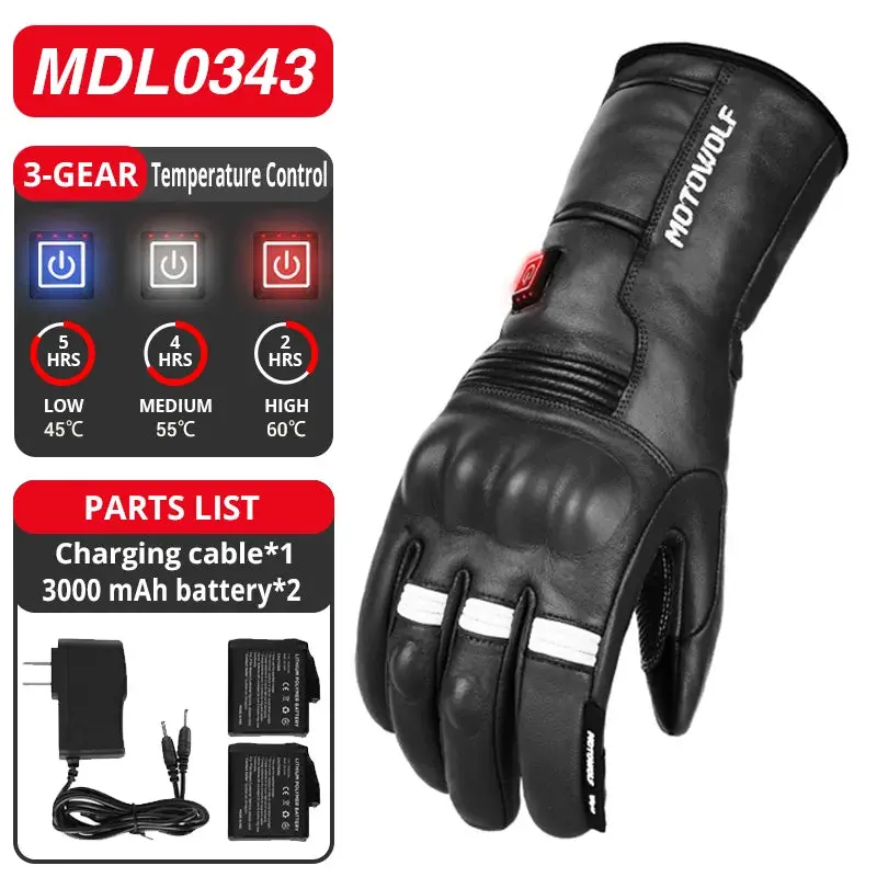 Winter Heated Gloves Motorcycle Warm Waterproof Non-Slip Heated Gloves Skiing Sheepskin Touch Screen Heated Rechargeable Gloves 7