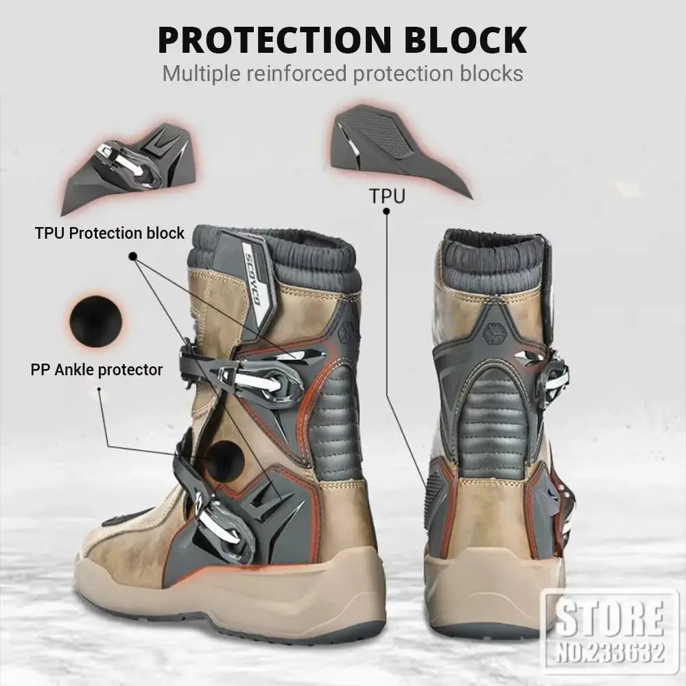 Waterproof Motorbike Boots Anti-Slip Motorcycle Boots Wear-Resistant Biker Protection Equipment Anti-Fall Motocross Boot 2