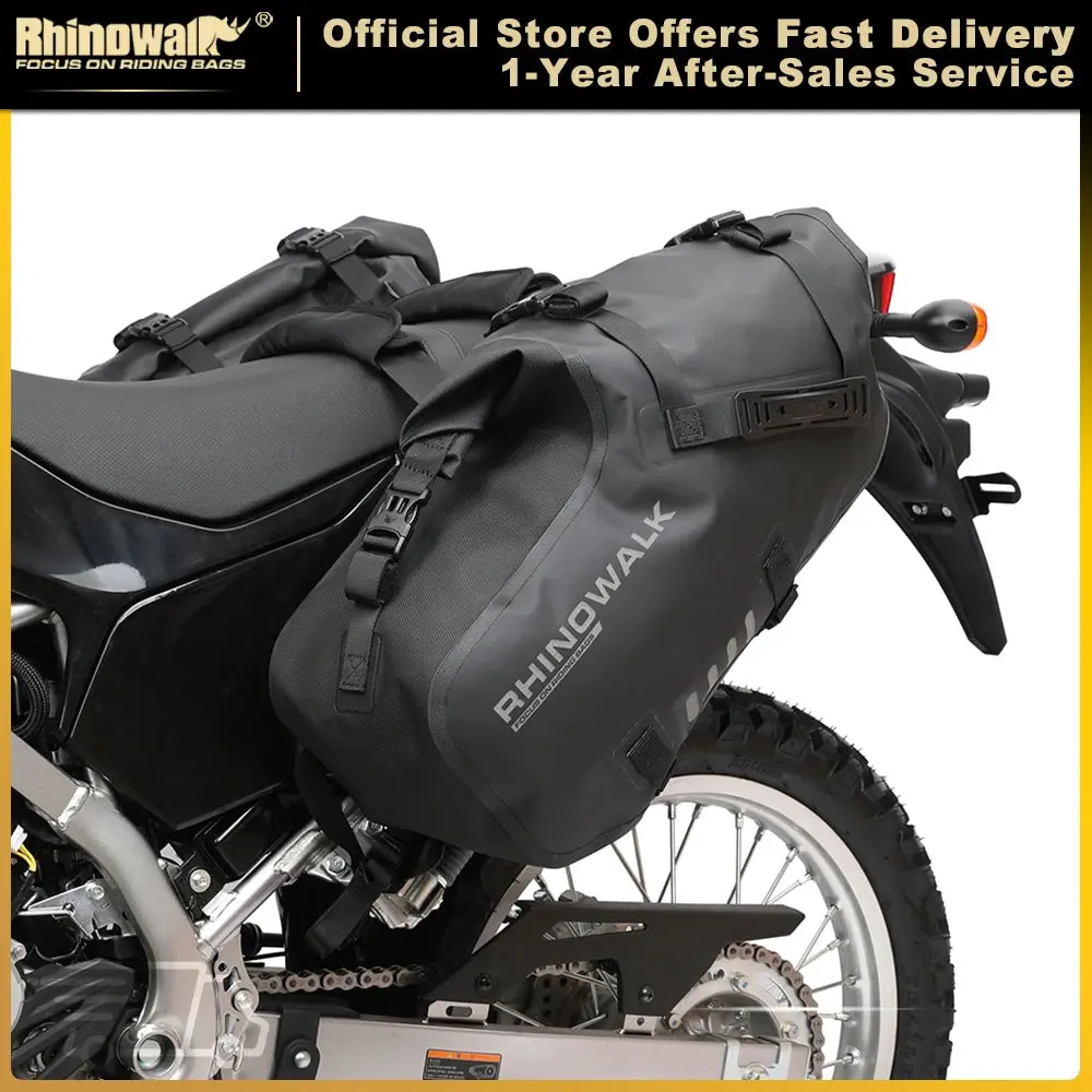 Rhinowalk Motorcycle Bag 100%Waterproof 18L/28L/48L Large Capacity 2 Pcs Universal Fit Motorcycle Pannier Bag Saddle Side Bags 1
