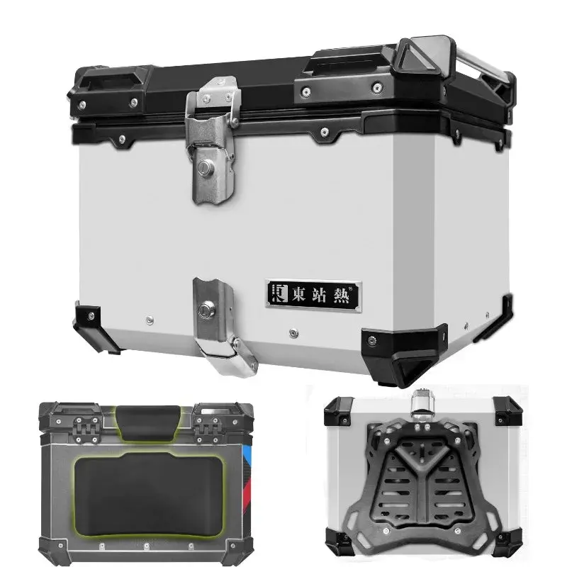 40L Aluminum Alloy Motorcycle Rear Top Case Luggage Storage Tail Box Waterproof Trunk Tool Box Motorcycle Universal Rear Cases 1