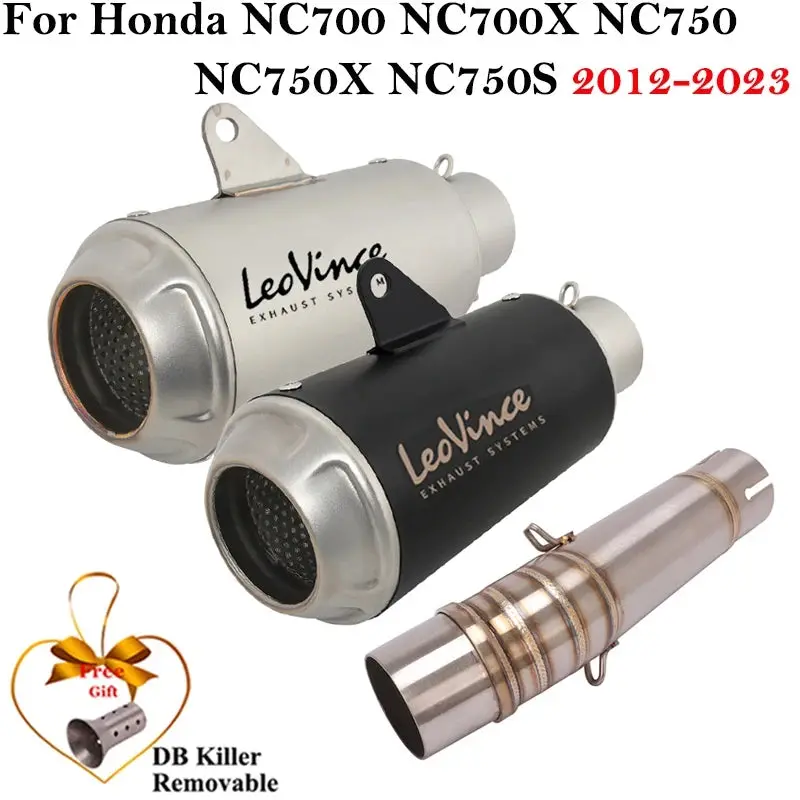 Slip-On Muffler For Honda Nc700 Nc700s Nc700x Nc750 Nc750x Leo Vince Motorcycle Exhaust Escape Moto Db Killer Modify Link Pipe 1