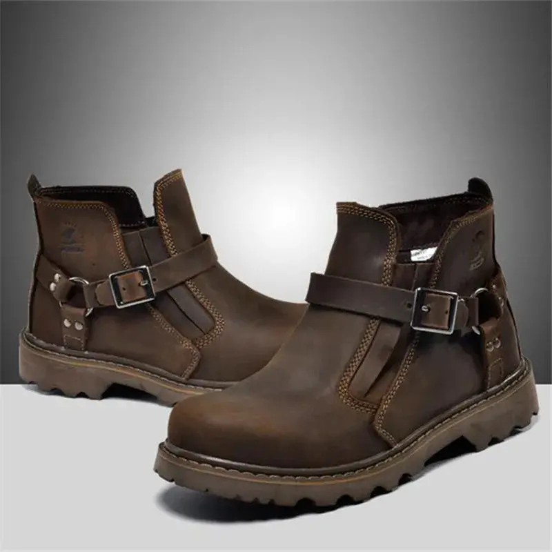 Waterproof Leather Motorcycle Boots Men Brown Motocross Street Riding Shoes Retro Motorcycle Protection Boots 3