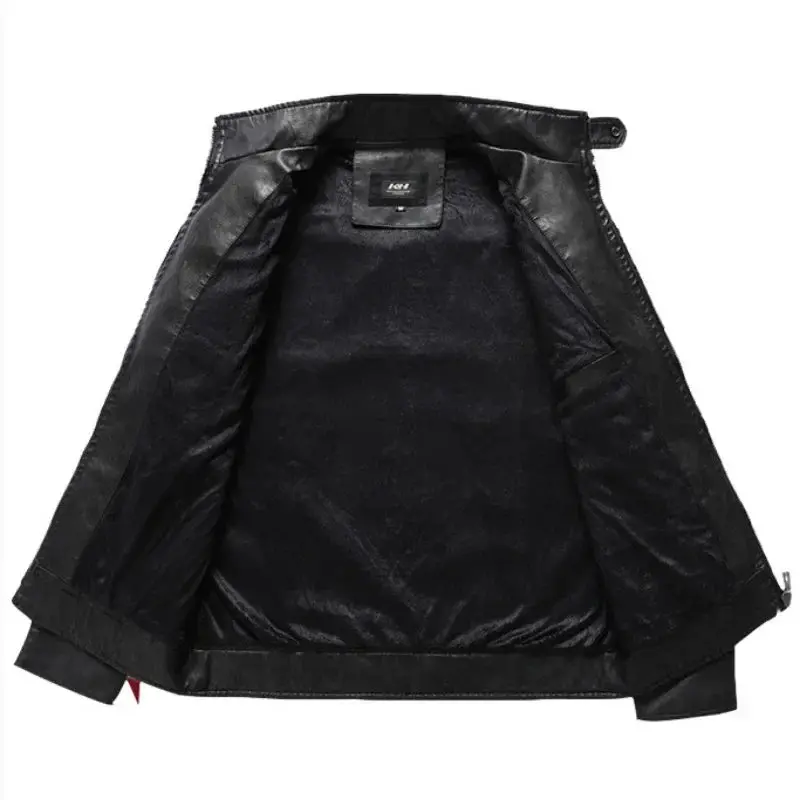 Autumn Winter Fashion Leather Jacket Men Motorcycle Slim Fleece Jackets Coat Male Vintage Casual Motor Biker Faux Leather Jacket 4