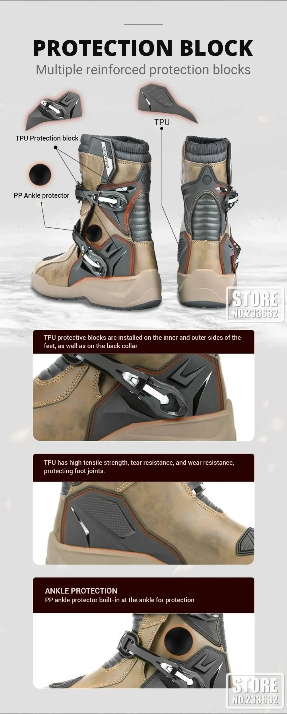 Waterproof Motorbike Boots Anti-Slip Motorcycle Boots Wear-Resistant Biker Protection Equipment Anti-Fall Motocross Boot 9