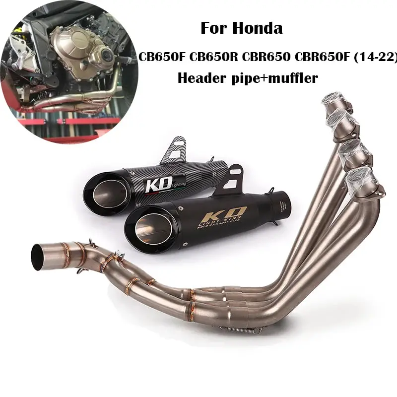 For Honda Cb650f Cb650r Cbr650 Cbr650f 2014-2022 Slip On 51Mm Motorcycle Exhaust System Escape Front Link Pipe Stainless Steel 1