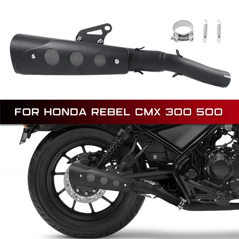 For Honda Cmx 300 Cmx 500 Rebel 2017-2023 Motorcycle Exhaust Slip-On Muffler Pipe Tube With Heat Shield Cover Kit 1