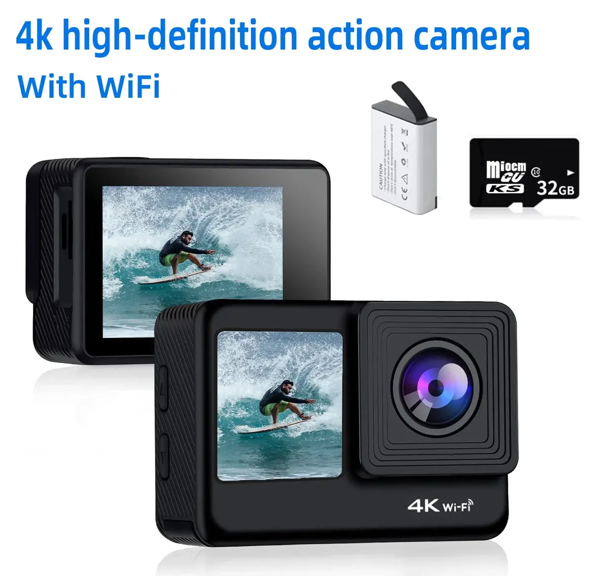 4K Action Camera Wifi Dual Screen Ultra Hd 30M Underwater Camera Waterproof Camera  Accessories Kits For Helmet Bicycle 1