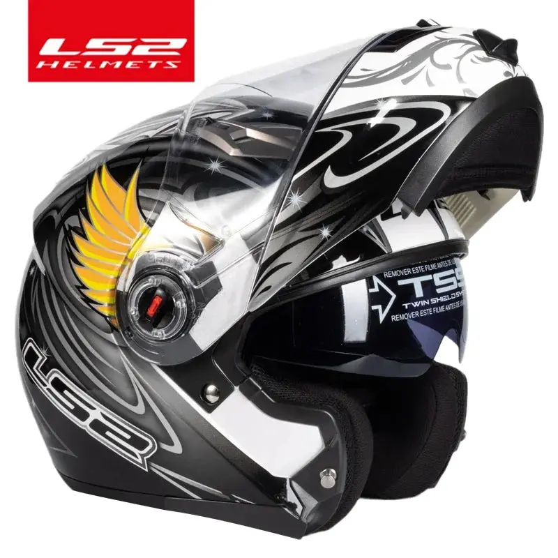 Capacete Original Ls2 Ff370 Flip Up Motorcycle Helmet Ls2 Dual Lens Modular Helmets With Sun Visor Casco Moto 6